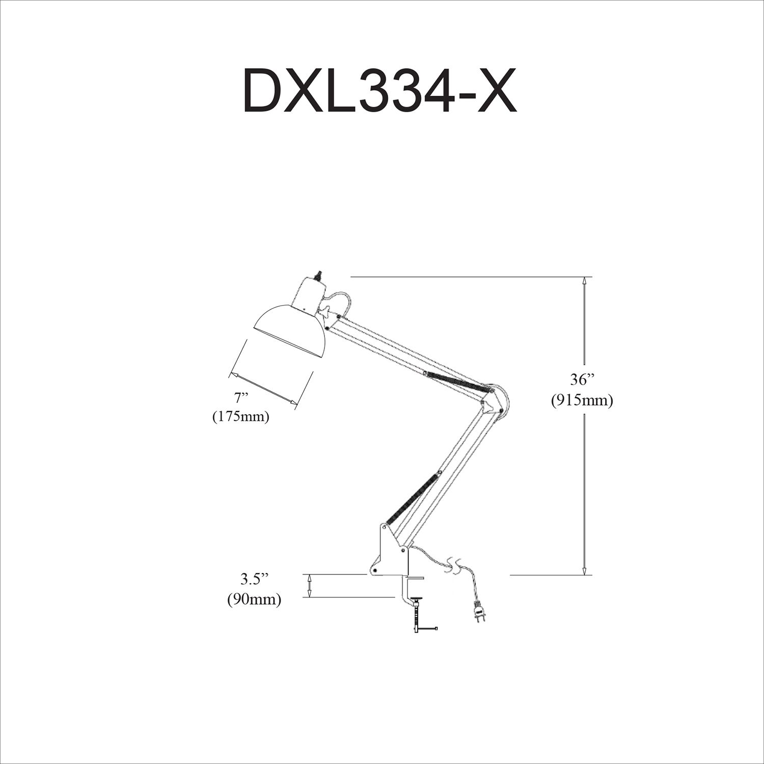 Image 4 Dainolite 36" High Gloss Black Spring Balanced Clamp-On Task Lamp more views