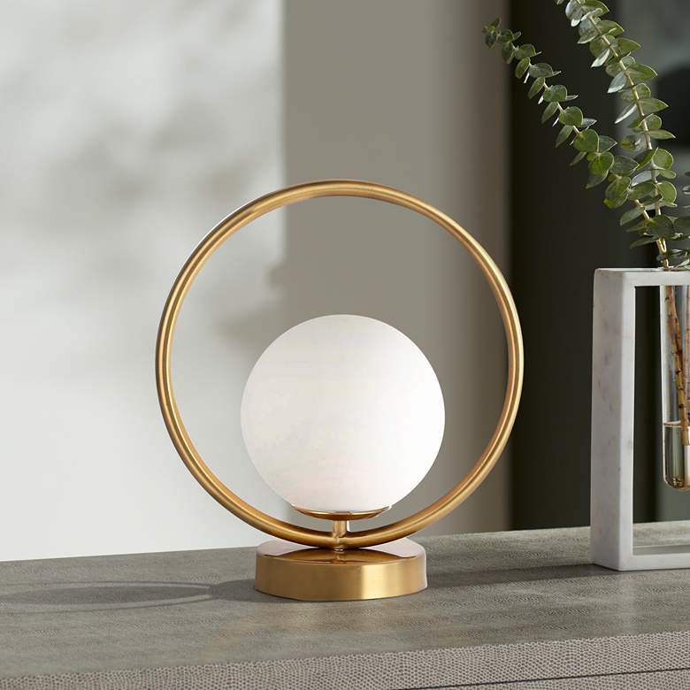 Image 1 Dainolite Adrienna 11" High Aged Brass Accent Table Lamp