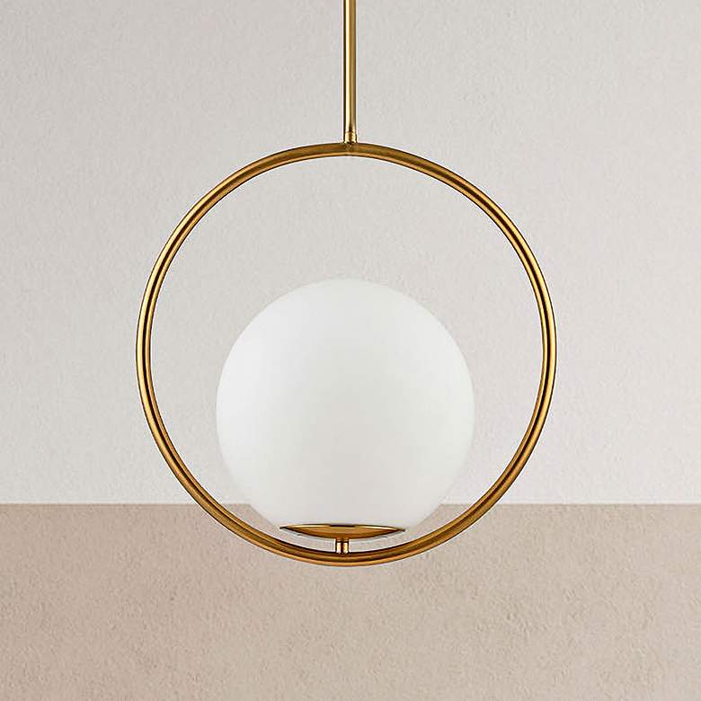Image 2 Dainolite Adrienna 15 3/4" Wide Aged Brass Modern Orb Pendant Light