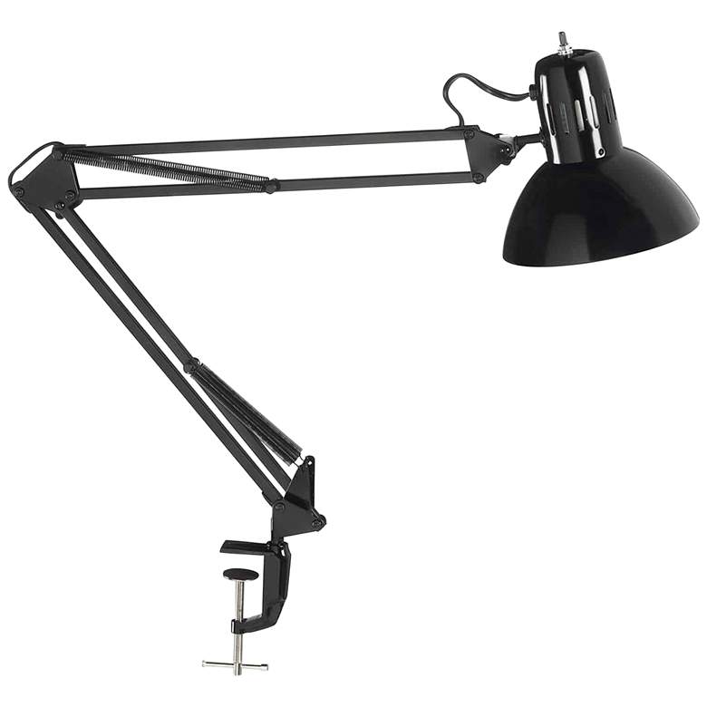 Image 1 Dainolite Architect 36 inch Gloss Black Spring Balanced Clamp-On Task Lamp