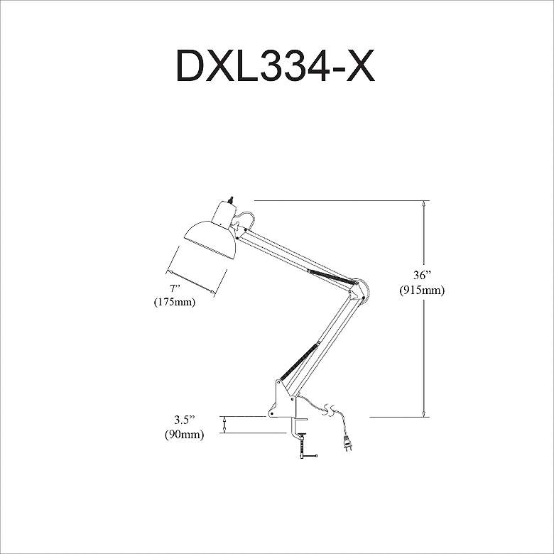 Image 3 Dainolite Architect 36 inch Gloss Black Spring Balanced Clamp-On Task Lamp more views