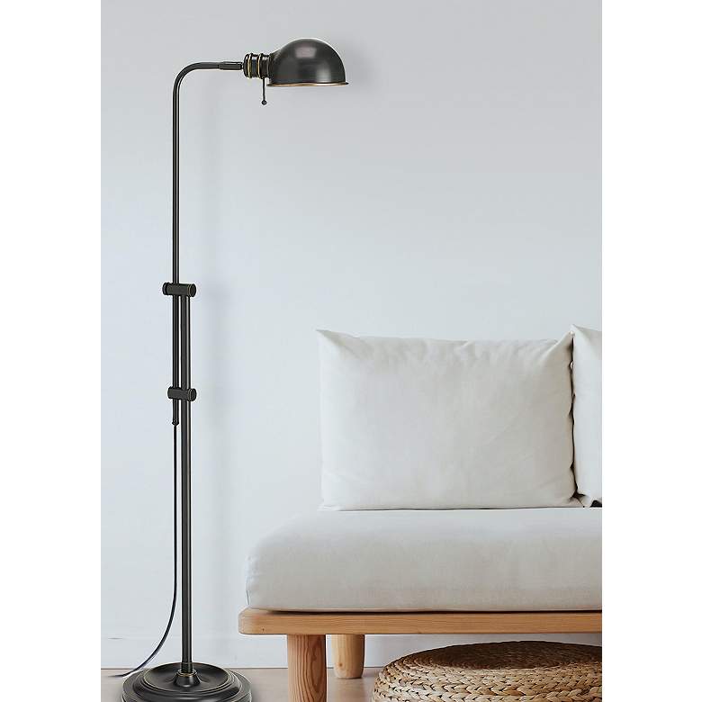 Image 1 Dainolite Bixby 52" High Brushed Bronze Metal Pharmacy Floor Lamp