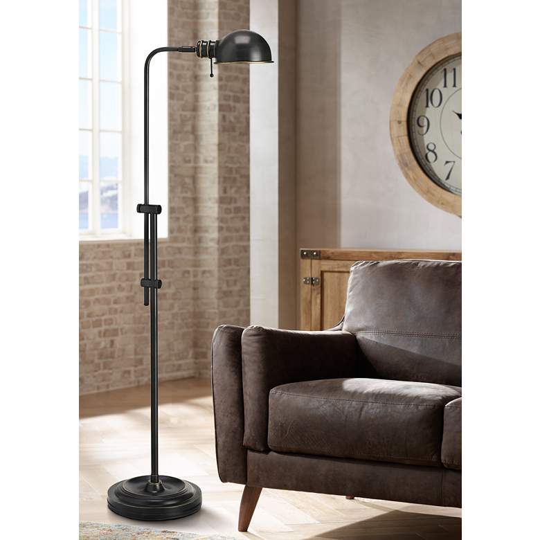 Image 1 Dainolite Bixby 58" High Brushed Bronze Metal Pharmacy Floor Lamp