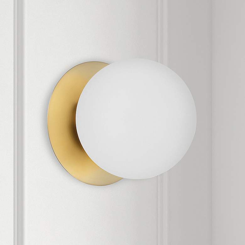 Image 1 Dainolite Burlat 6" High Modern Brass Opal White Glass Wall Sconce