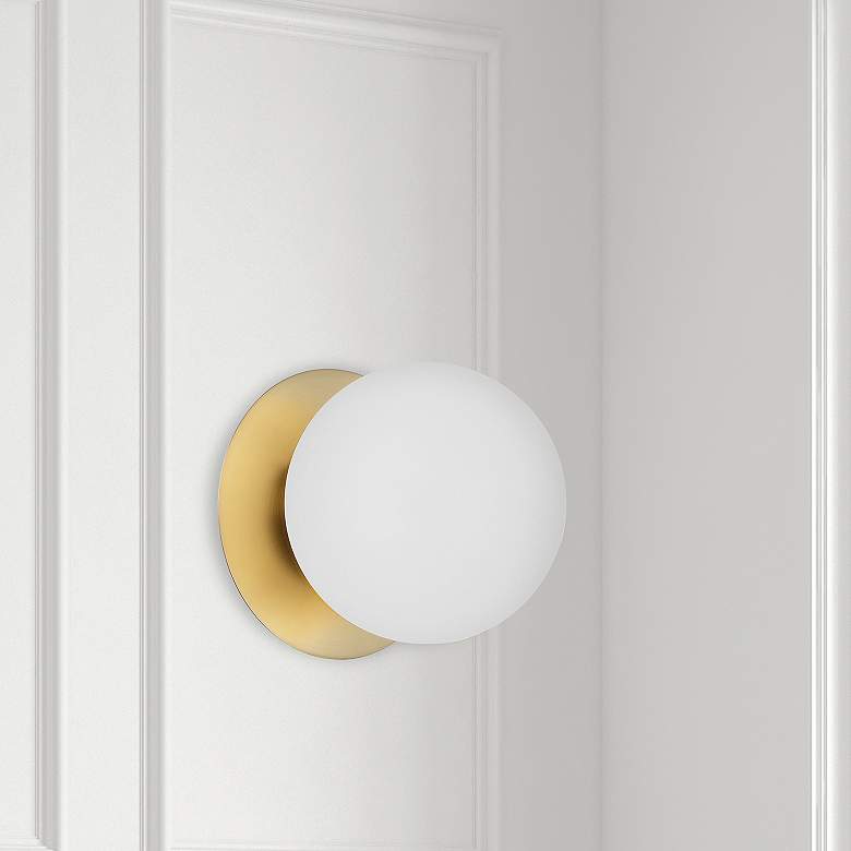 Image 4 Dainolite Burlat 6" High Modern Brass Opal White Glass Wall Sconce more views