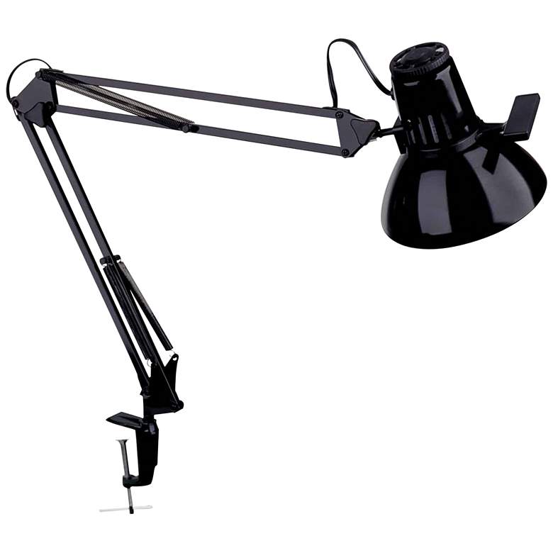 Image 1 Dainolite Caven 36" Adjustable Gloss Black Architect's Clamp Lamp