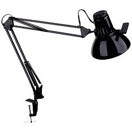 Image1 of Dainolite Caven 36" Adjustable Gloss Black Architect's Clamp Lamp
