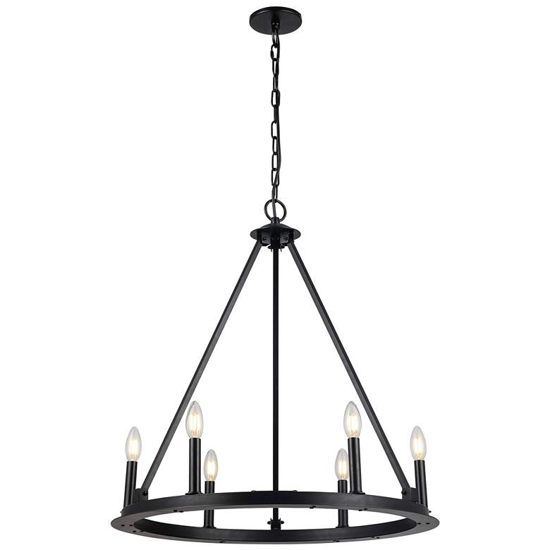 Image 1 Dainolite Colby 26" Wide 6-Light Matte Black Ring Chandelier