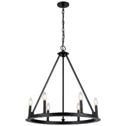 Dainolite Colby 26" Wide 6-Light Matte Black Ring Chandelier