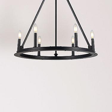 Dainolite Colby 26" Wide 6-Light Matte Black Ring Chandelier