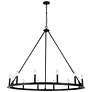 1_Dainolite Colby 48" Wide Black 12-Light Wagon Wheel Ring Chandelier