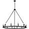 Dainolite Colby 48" Wide Black 12-Light Wagon Wheel Ring Chandelier
