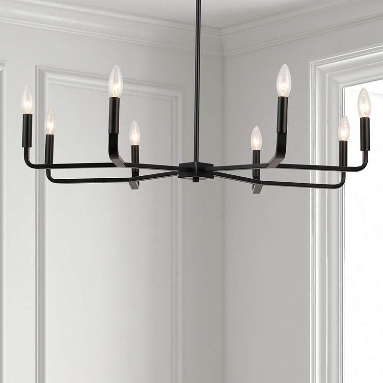 Image 1 Dainolite Colette 32" Wide Matte Black 8-Light Chandelier