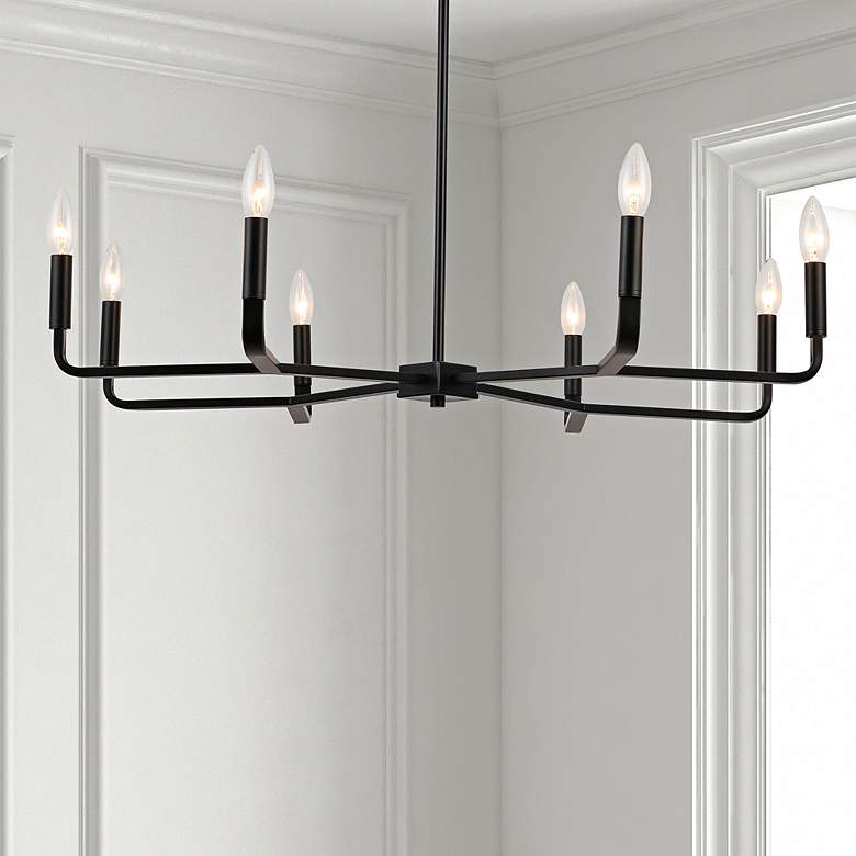 Image 3 Dainolite Colette 32" Wide Matte Black 8-Light Chandelier more views