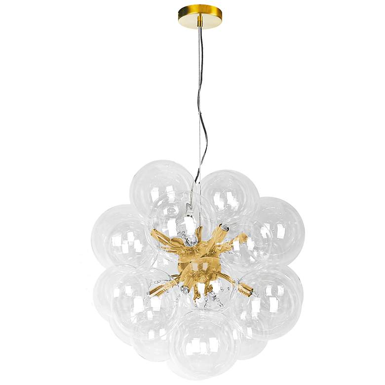 Image 2 Dainolite Comet 20" Wide Aged Brass and Clear Glass 6-Light Pendant