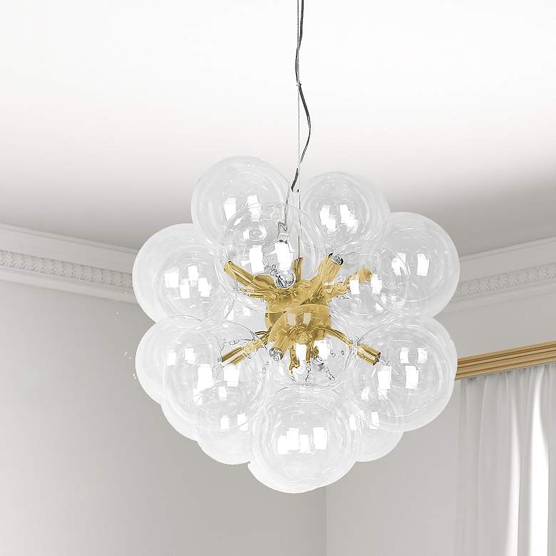 Image 1 Dainolite Comet 20" Wide Aged Brass and Clear Glass 6-Light Pendant