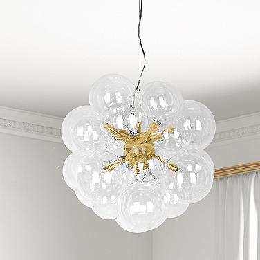 Dainolite Comet 20" Wide Aged Brass and Clear Glass 6-Light Pendant