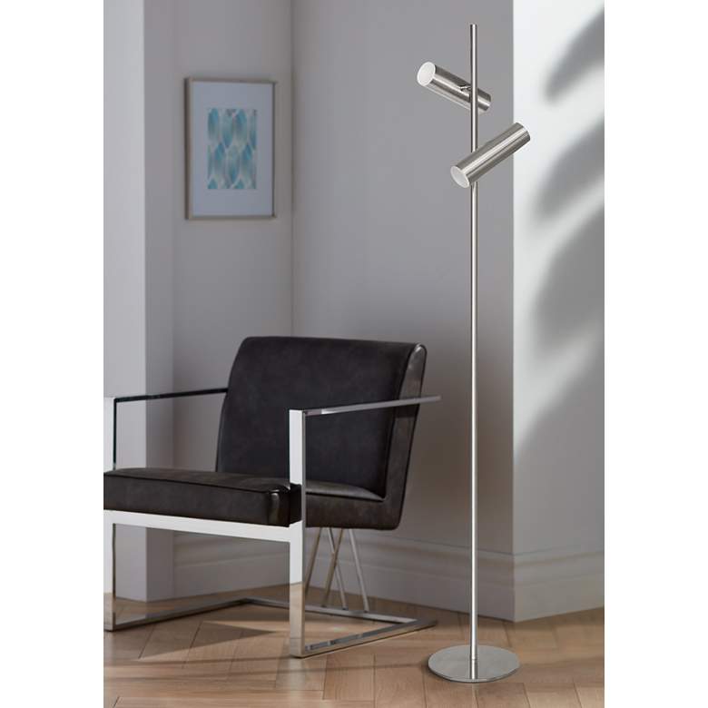 Image 1 Dainolite Constance 62 1/4" High Satin Chrome Metal 2-Light Floor Lamp