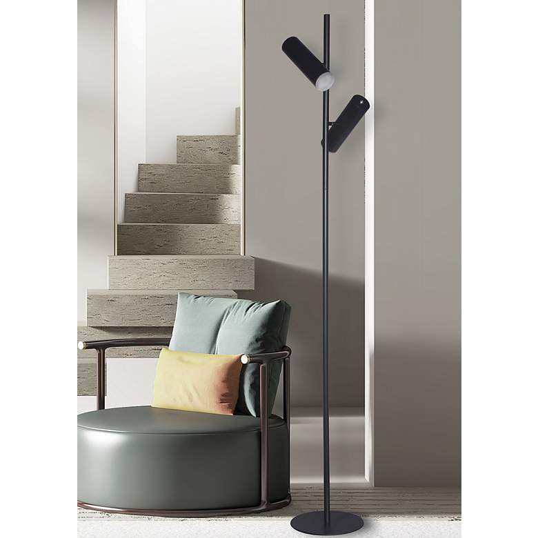 Image 1 Dainolite Constance 62 1/4" Matte Black Modern 2-Light Floor Lamp