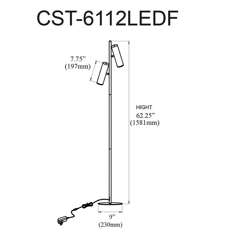 Image 4 Dainolite Constance 62 1/4 inch Matte Black Modern 2-Light Floor Lamp more views