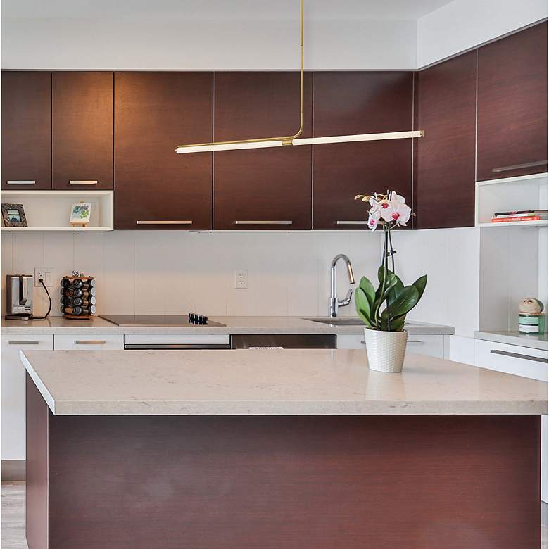Image 3 Dainolite Corvette 48" Wide Aged Brass LED Linear Pendant Light more views