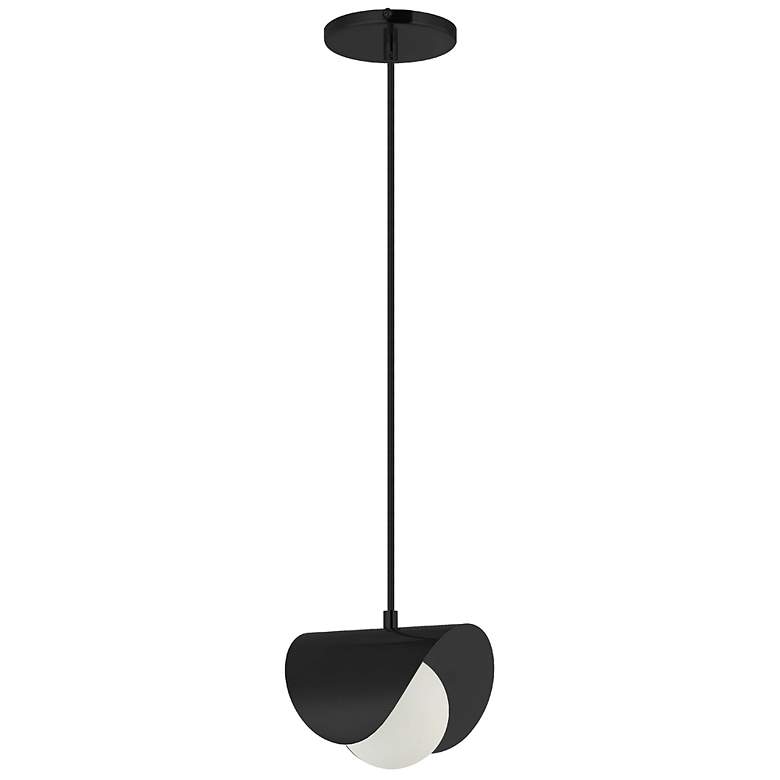 Image 2 Dainolite Cresent 6 1/4" White Opal Glass Matte Black Mini-Pendant