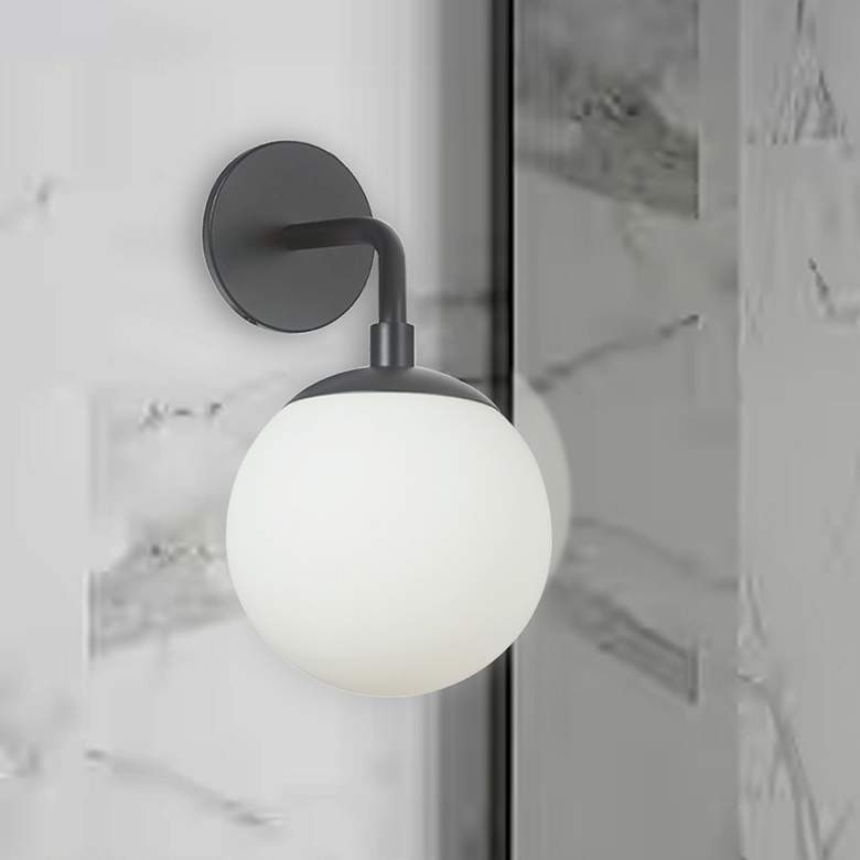 Image 1 Dainolite Dayana 11 3/4" Modern Matte Black White Globe Wall Sconce