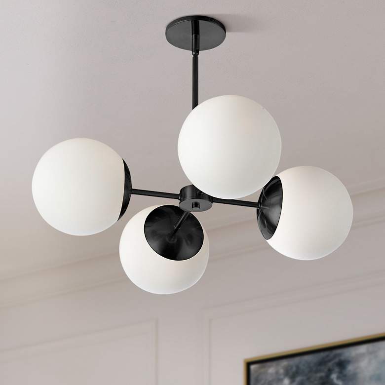 Image 1 Dainolite Dayana 24" Wide 4-Light Modern Matte Black Chandelier