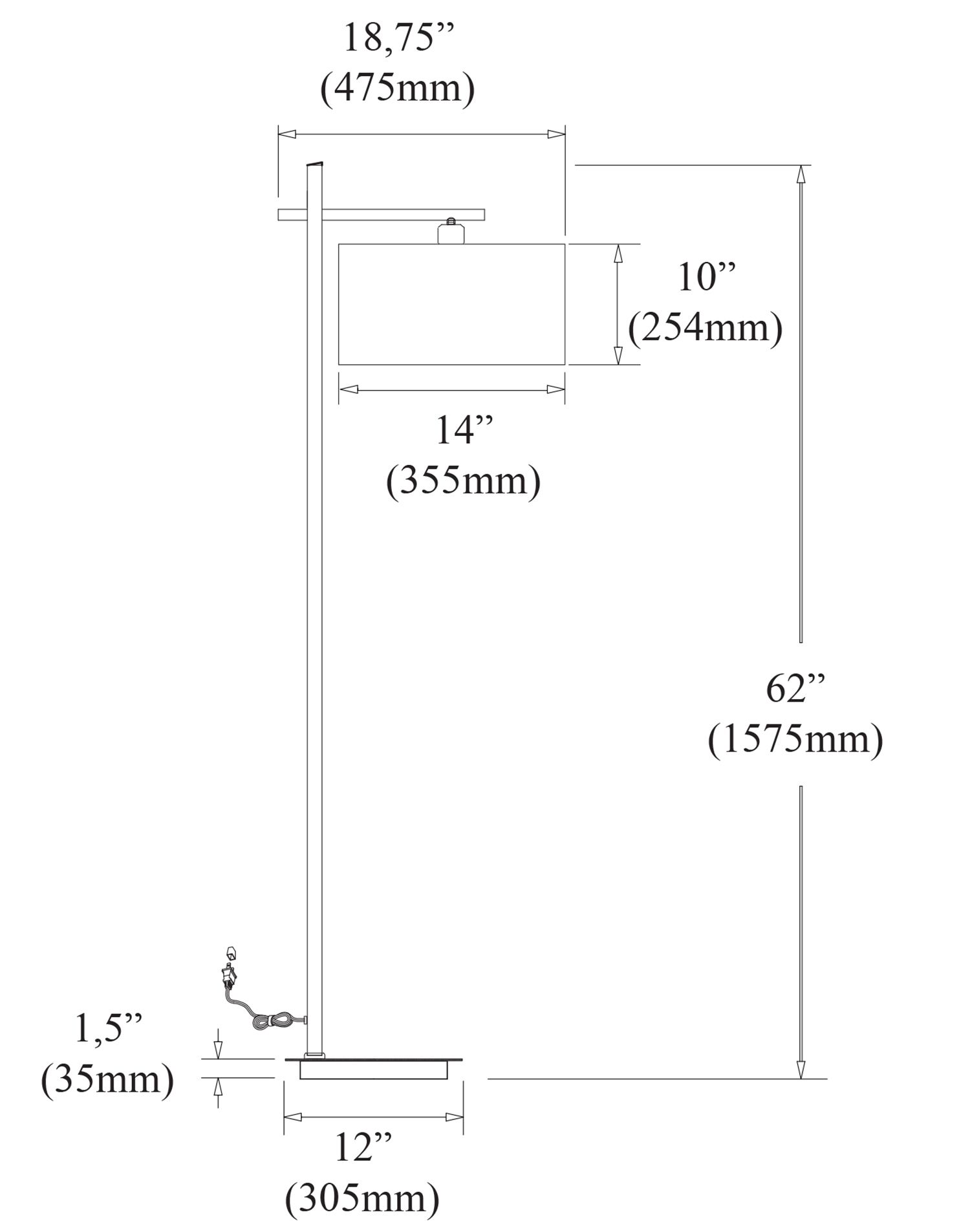 Image 3 Dainolite Duggar 62" Satin Chrome Offset Arm Modern Floor Lamp more views