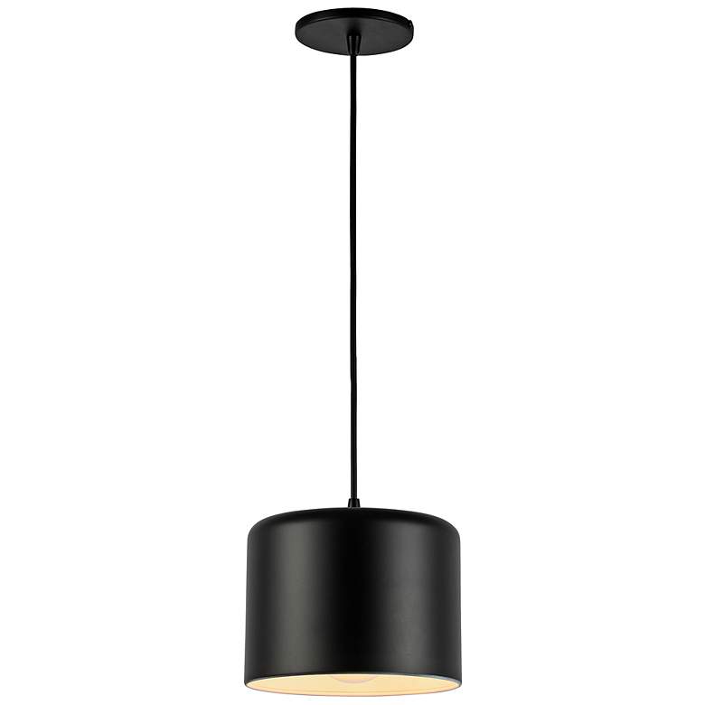 Image 2 Dainolite Emilia 8" Wide Modern Matte Black Drum Mini Pendant