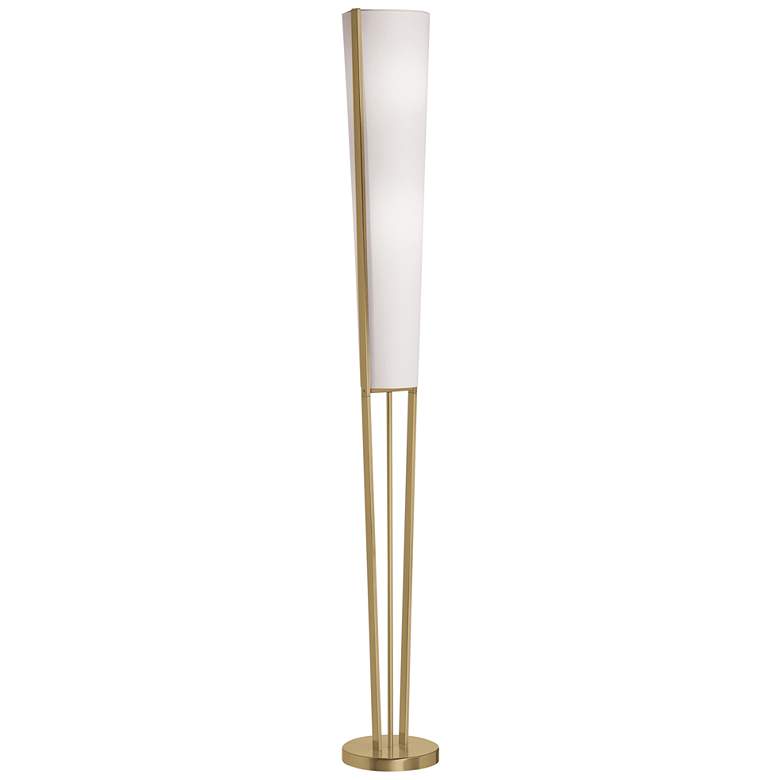 Image 2 Dainolite Emotions 61" Aged Brass and White Cone Torchiere Floor Lamp