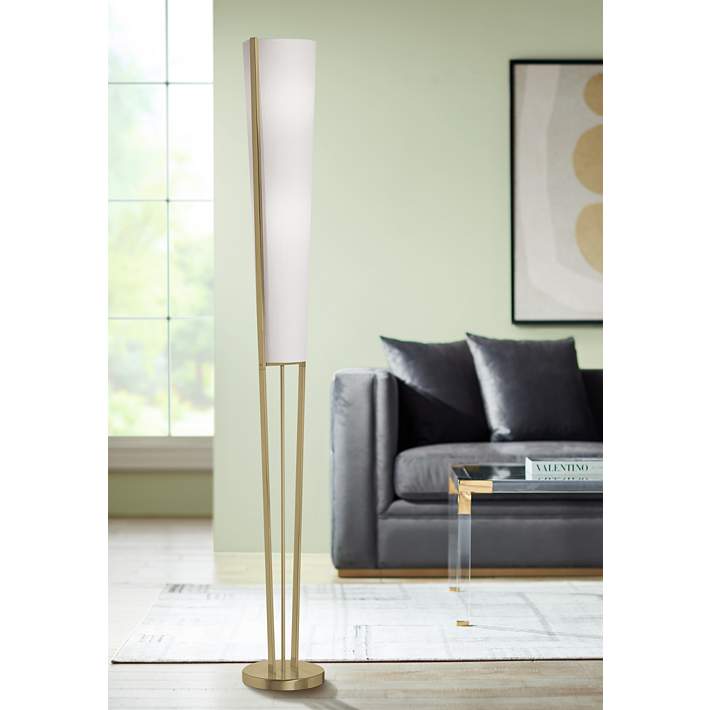 Dainolite Emotions 61 Aged Brass and White Cone Torchiere Floor Lamp