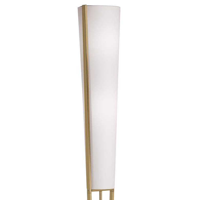 Image 3 Dainolite Emotions 61" Aged Brass and White Cone Torchiere Floor Lamp more views