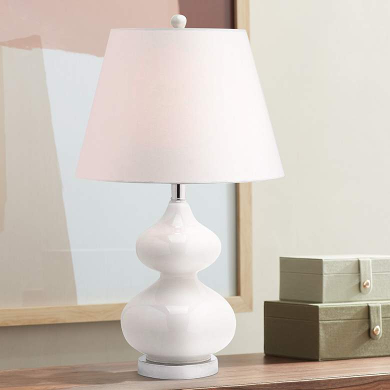 Image 1 Dainolite Eudora 19" High White Glass Modern Gourd Accent Table Lamp