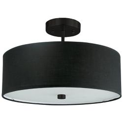 Dainolite Everly 14 1/4" 3-Light Matte Black Semi-Flush Ceiling Light
