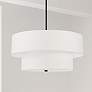 1_Dainolite Everly 20" Wide Black and White Fabric Tiered Drum Pendant
