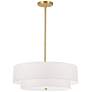 2_Dainolite Everly 20" Wide Brass Finish 2-Tier White Drum Pendant Light