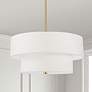 1_Dainolite Everly 20" Wide Brass Finish 2-Tier White Drum Pendant Light