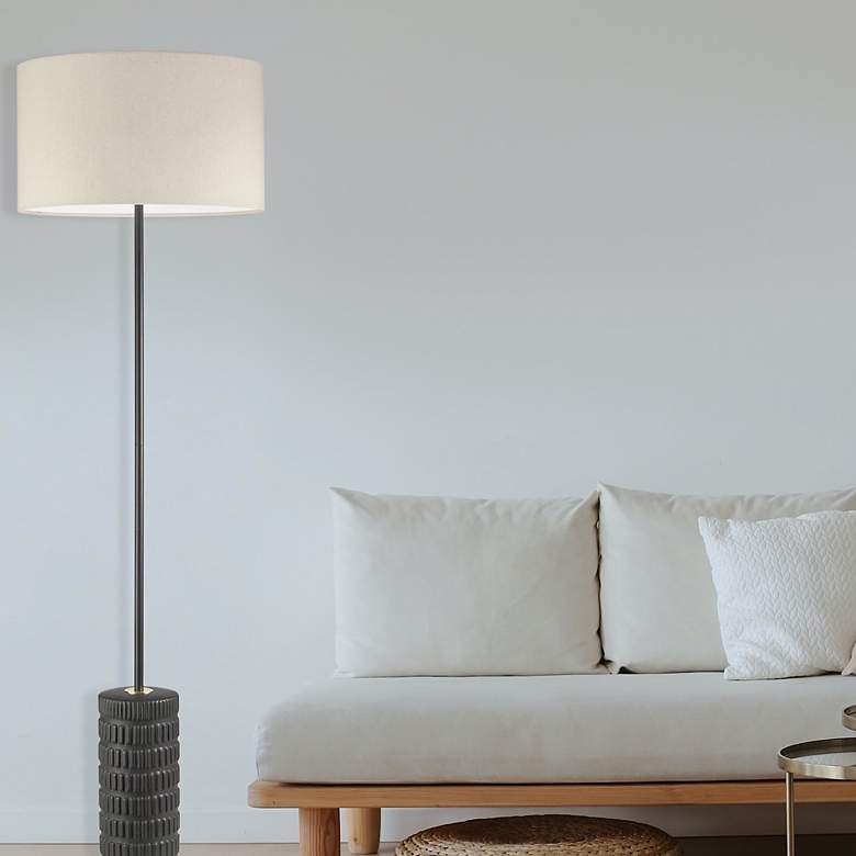 Image 2 Dainolite Felicity 55" High Matte Black Modern Stick Floor Lamp more views