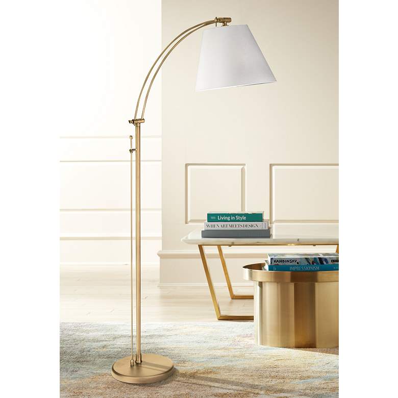 Image 1 Dainolite Felix 61" Aged Brass Metal Adjustable Arm Task Floor Lamp
