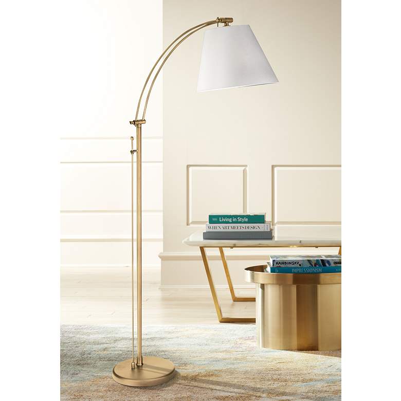 Image 1 Dainolite Felix 61 inch Aged Brass Metal Adjustable Arm Task Floor Lamp