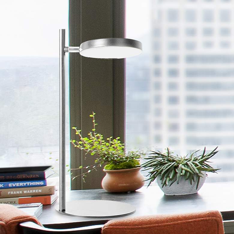 Image 1 Dainolite Fia 15" High Satin Chrome Modern LED Desk or Table Lamp