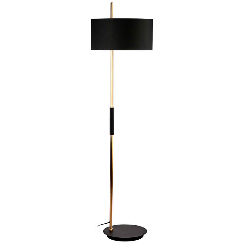 Image 3 Dainolite Fitzgerald 62" High Aged Brass and Matte Black Floor Lamp