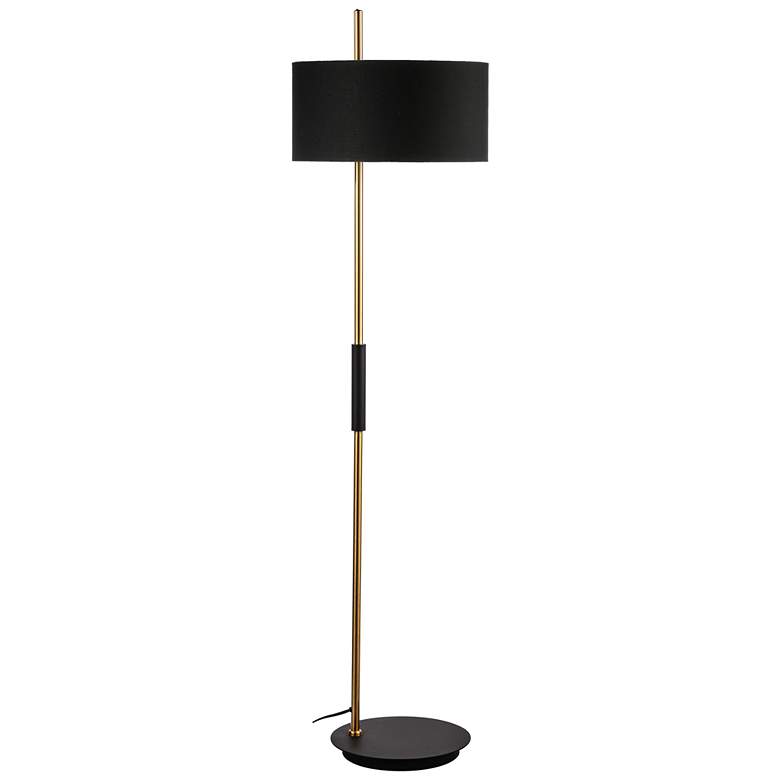 Image 1 Dainolite Fitzgerald 62" High Matte Black and Aged Brass Floor Lamp