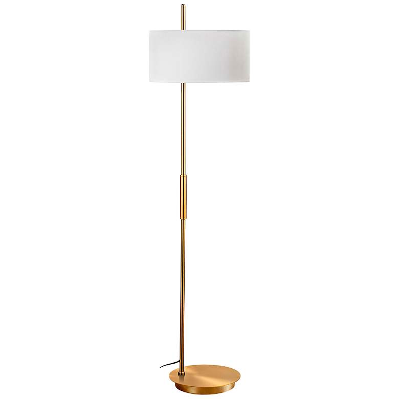 Image 1 Dainolite Fitzgerald 62" Modern White Shade Aged Brass Floor Lamp