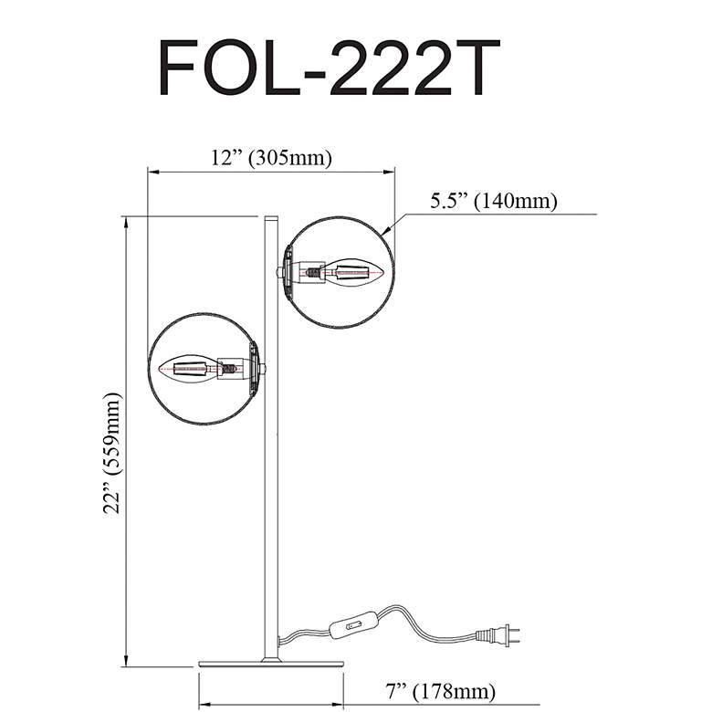 Image 4 Dainolite Folgar 22" High 2-Light Black and White Modern Accent Lamp more views