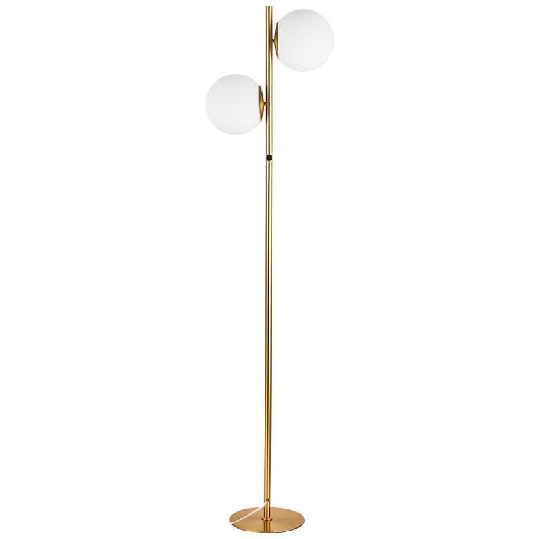 Image 2 Dainolite Folgar 66 3/4 inch 2-Light Brass and White Globes Floor Lamp
