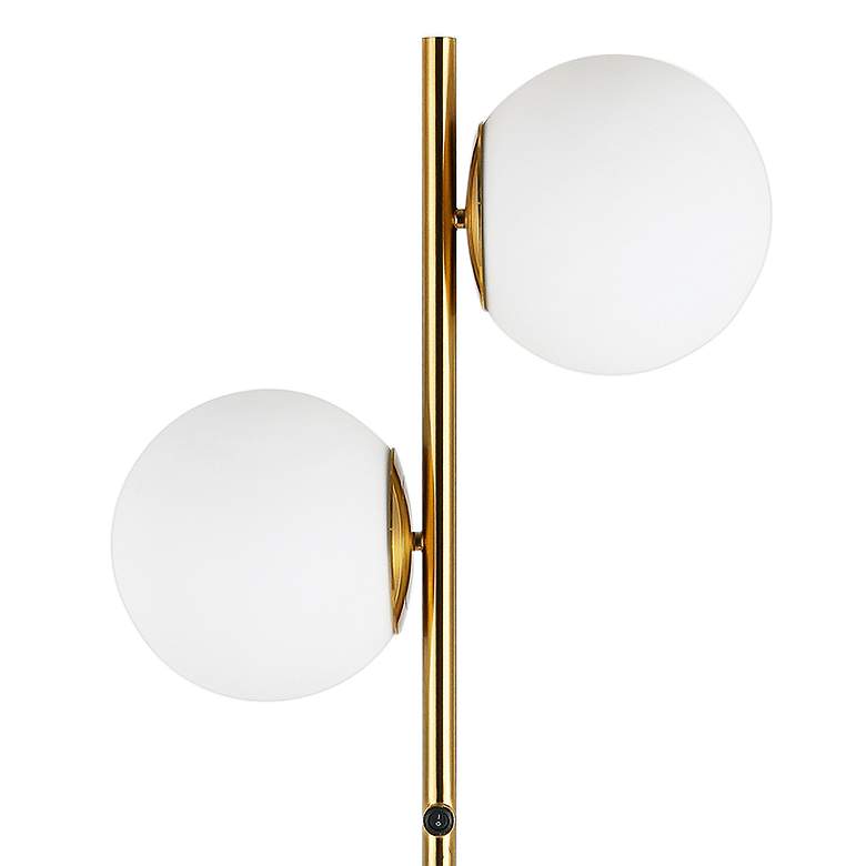 Image 3 Dainolite Folgar 66 3/4" 2-Light Brass and White Globes Floor Lamp more views