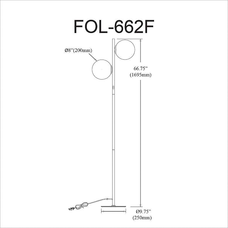 Image 4 Dainolite Folgar 66 3/4" 2-Light Brass and White Globes Floor Lamp more views