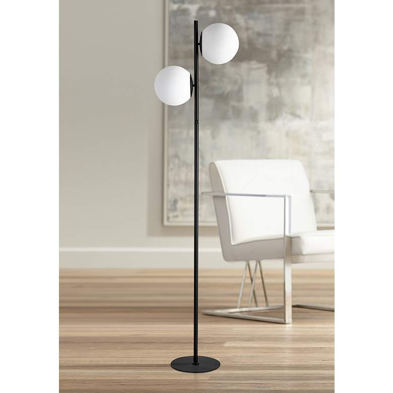 Image 1 Dainolite Folgar 66 3/4" High Matte Black Metal 2-Light Floor Lamp